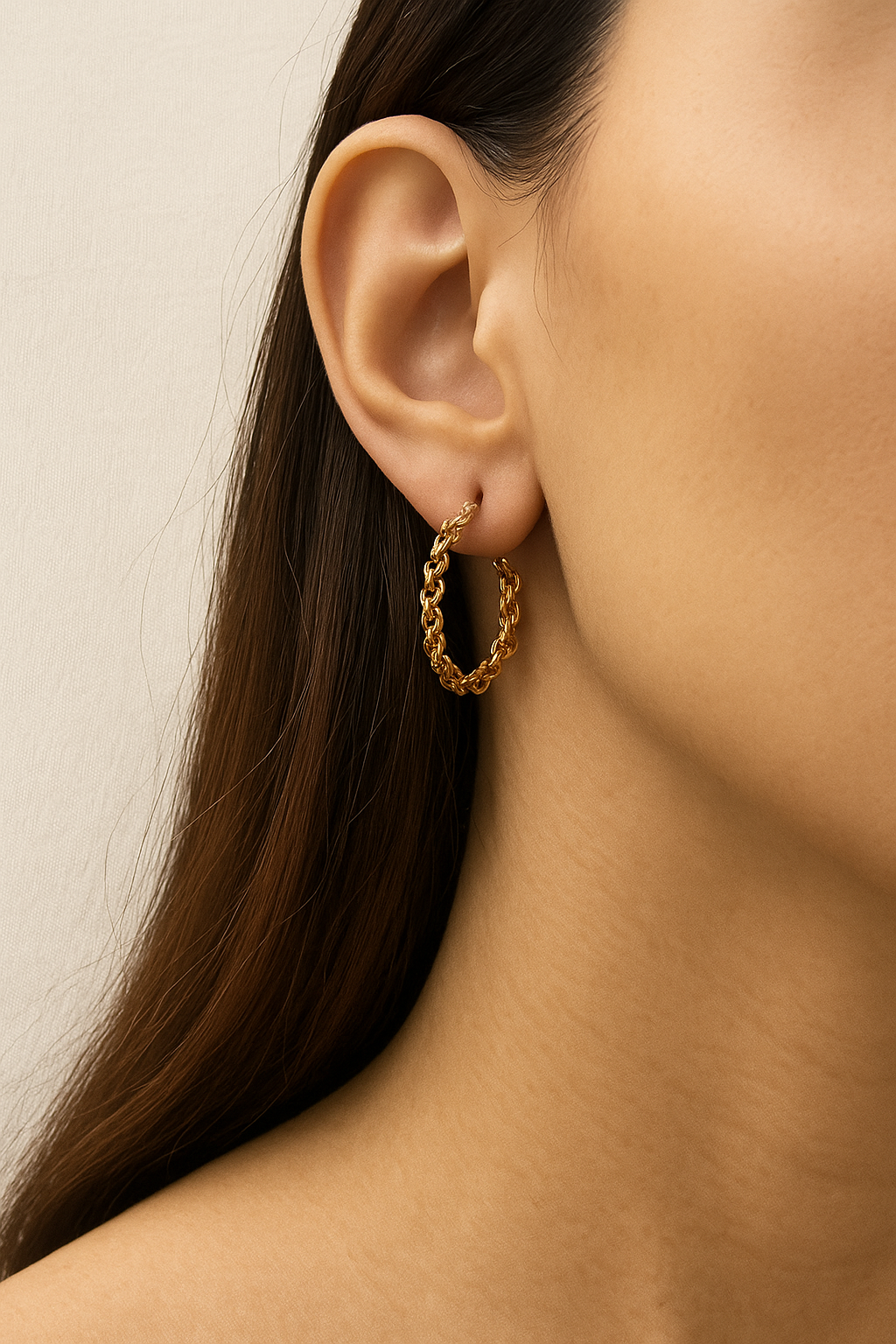 Chain – Créoles Argentées & Gold Dore & Gold Rose Effet Chaîne Tressée