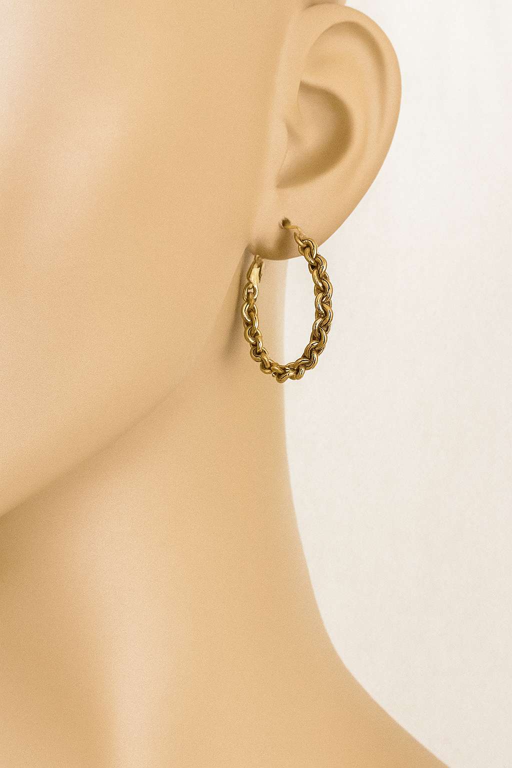Chain – Créoles Argentées & Gold Dore & Gold Rose Effet Chaîne Tressée