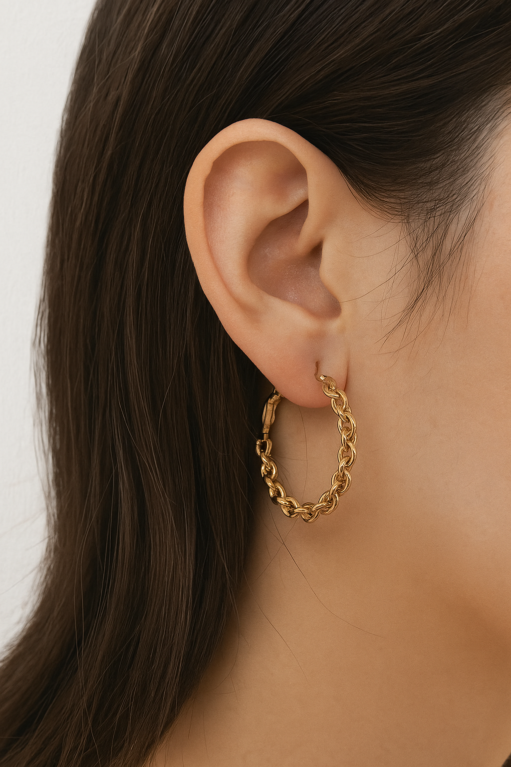 Chain – Créoles Argentées & Gold Dore & Gold Rose Effet Chaîne Tressée