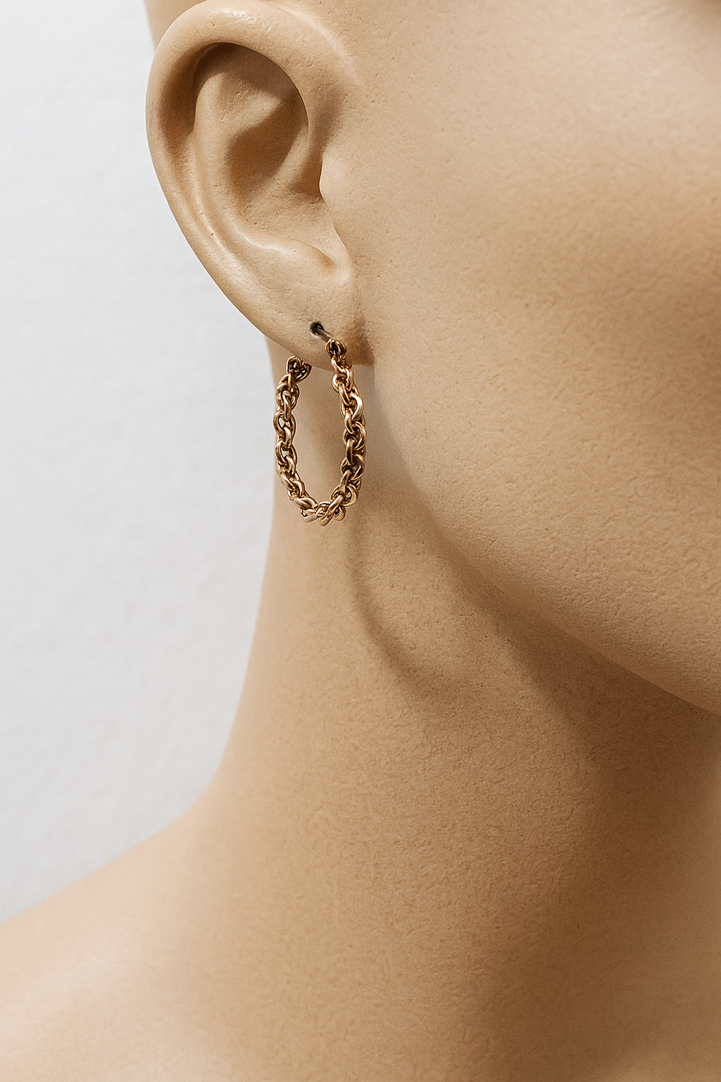 Chain – Créoles Argentées & Gold Dore & Gold Rose Effet Chaîne Tressée