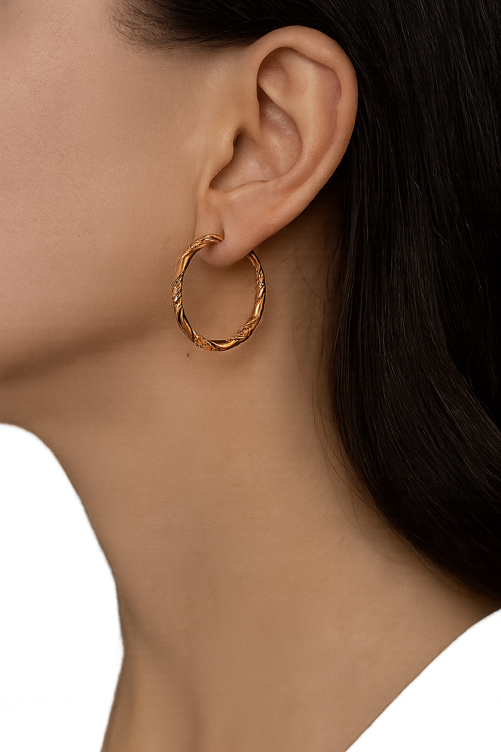 Twist Glow – Boucles d’Oreilles Créoles Dorées Torsadées