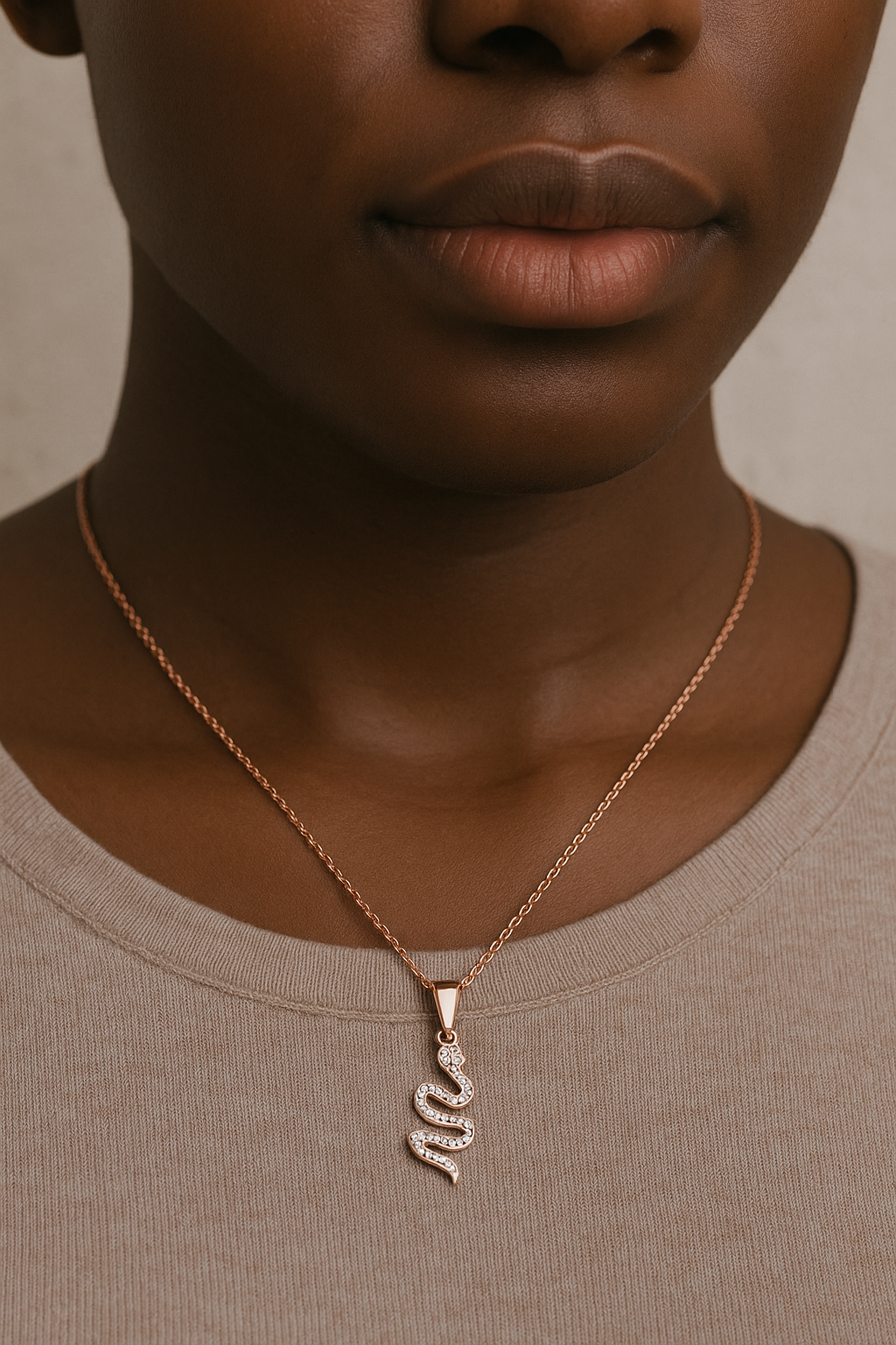 Crystal Serpent – Collier Serpent Or Rose & Cristaux Étincelants