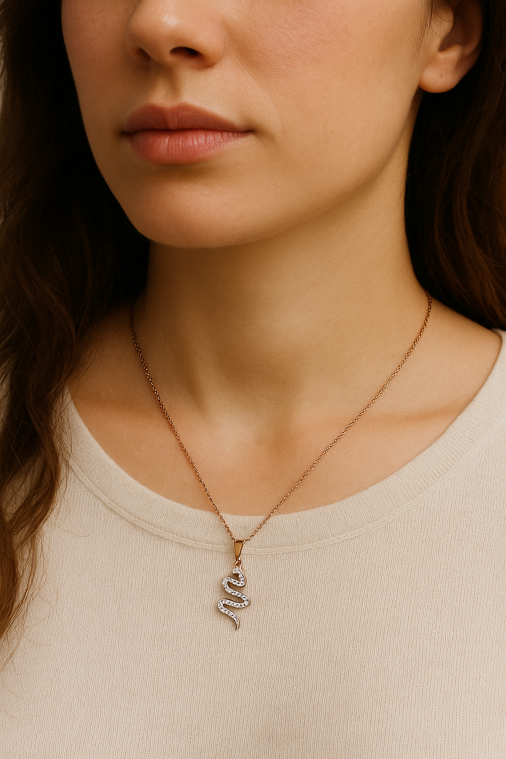 Crystal Serpent – Collier Serpent Or Rose & Cristaux Étincelants