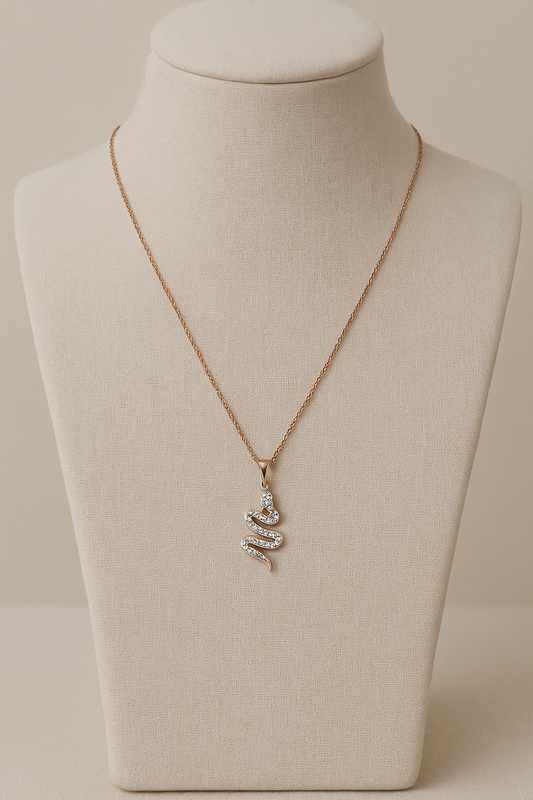 Crystal Serpent – Collier Serpent Or Rose & Cristaux Étincelants
