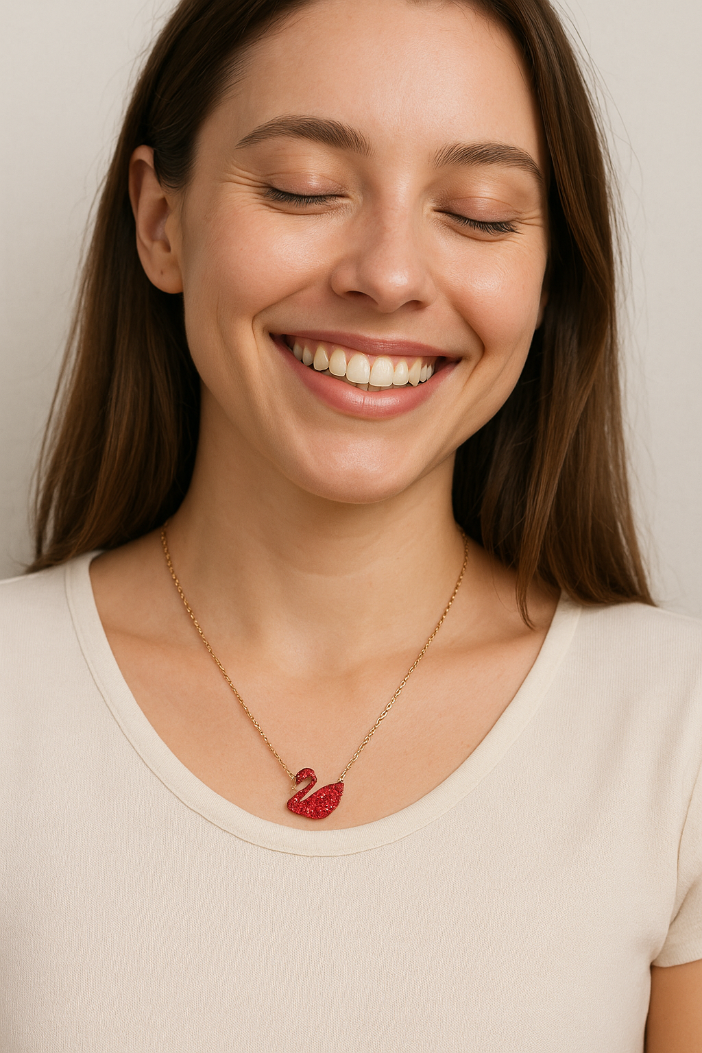 Swan of Love – Collier Cygne Rouge en Acier Inoxydable