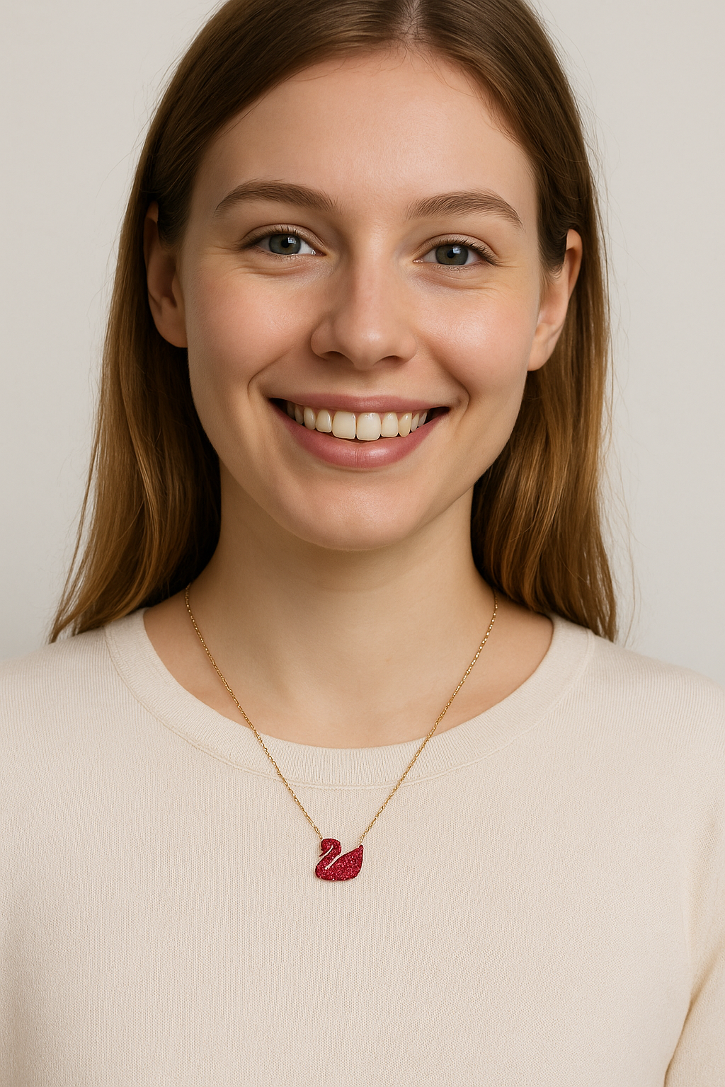 Swan of Love – Collier Cygne Rouge en Acier Inoxydable
