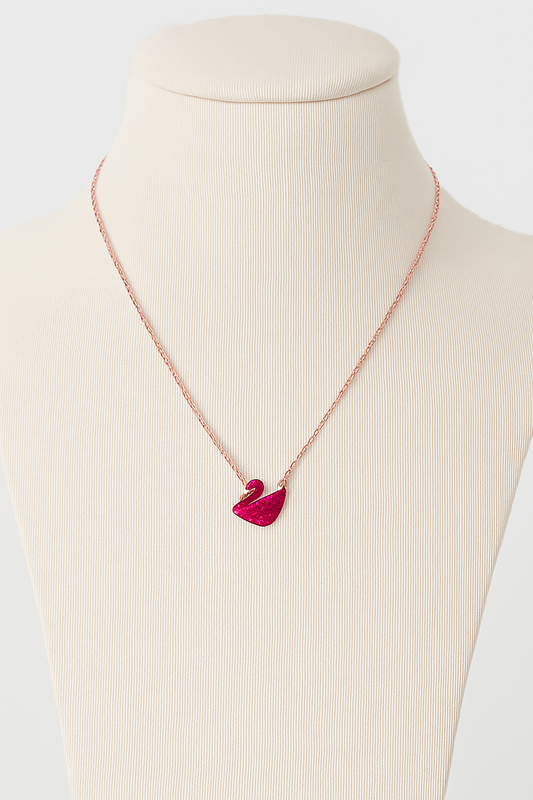 Swan of Love – Collier Cygne Rouge en Acier Inoxydable